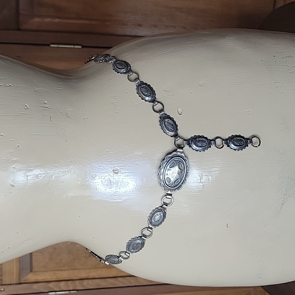 Vintage Sanford Sancrest R Native American Navajo Silver Concho Link Belt - Picture 2 of 10